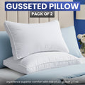 Fluffy Shredded Queen Bed Pillow, 26"L x 18" W, Set of 2, Soft and High-Quality, Gusseted Pillow for All Sleep Positions (White) - Decorative Throw Pillow Cushion for Sofa & Bed - Default Title
