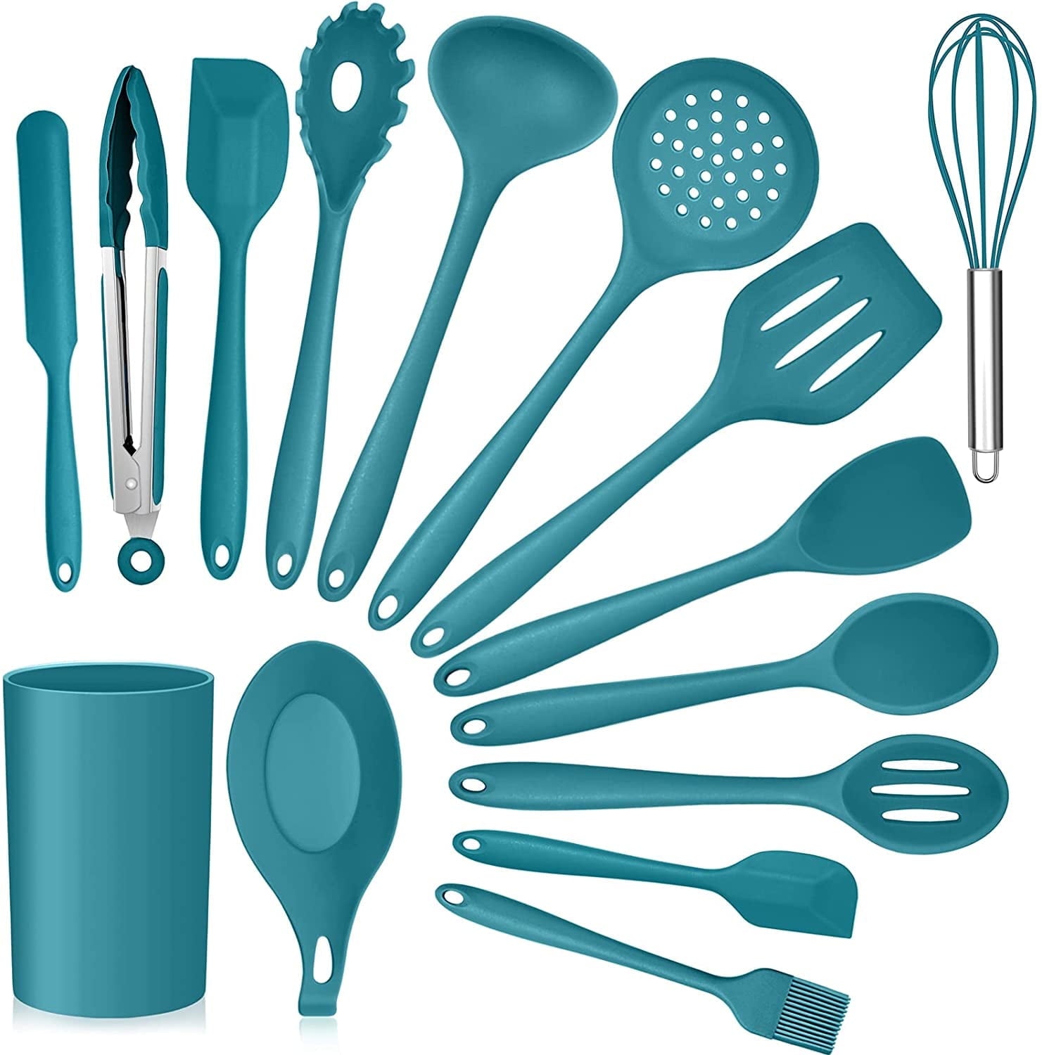 Heavy Duty 15-Piece Kitchen Utensils Set, Silicone Cooking Utensils with Holder, Non-stick Cookware Friendly & Heat Resistant - ... - High-Precision Culinary Tool for Baking & Cooking - Default Title