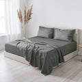 Cooling Sateen Virtu Bed Sheets Set, Deep Pocket Rayon Derived 4 Piece Queen Sheets sets, Gray - Cooling Hotel Quality Bedding Sheets and Pillowcases - Default Title