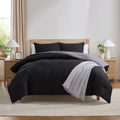 Fluffy Down Alternative Comforter Sets, All Season Lightweight Reversible Queen Comforter Set, 3-Pc Bedding Sets, Black/Charcoal gray - Cloud-Like Soft Lightweight Bed Comforter - Default Title