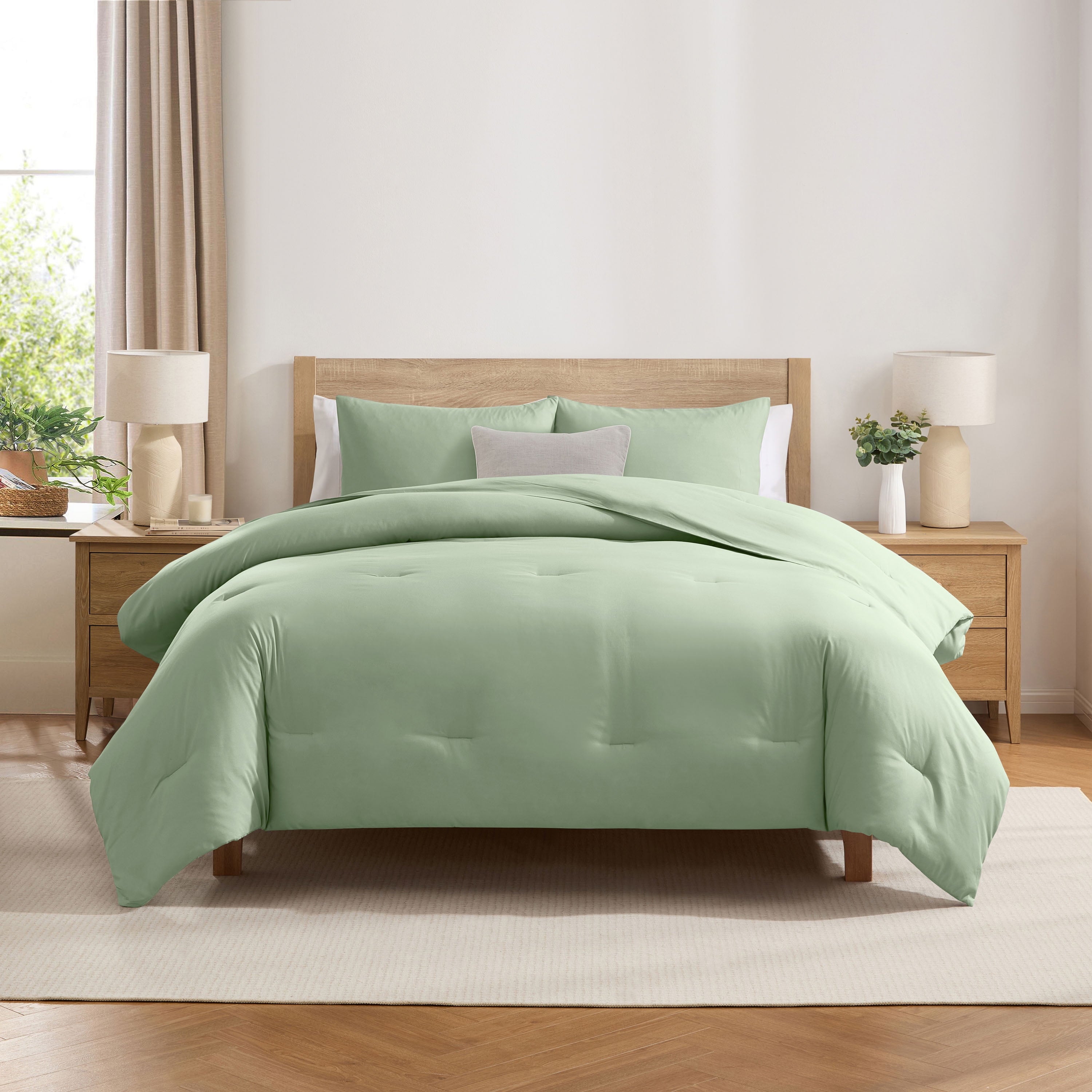 Heavyweight Warmth Comforter Sets, All Season Lightweight Solid Queen Comforter Set, 3-Pc Bedding Sets, Sage Green - All-Season Down Alternative Comforter Insert - Default Title