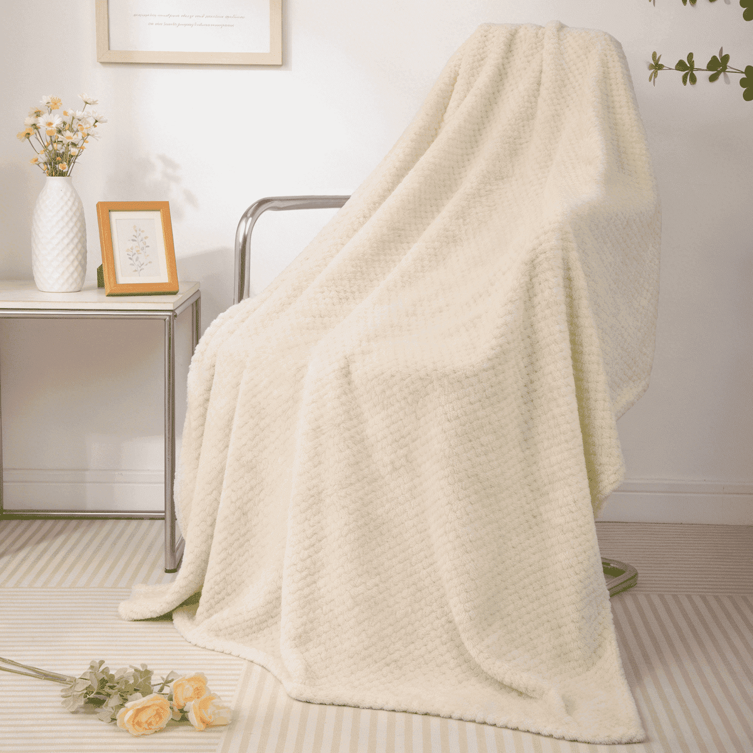 Super Soft Flannel Ultra Soft Throw Blanket, Warm Cozy Blankets for Couch Bed Chair, Breathable and Lightweight Blankets for All Seasons... - Super Soft Reversible Sherpa Flannel Blanket - Default Title