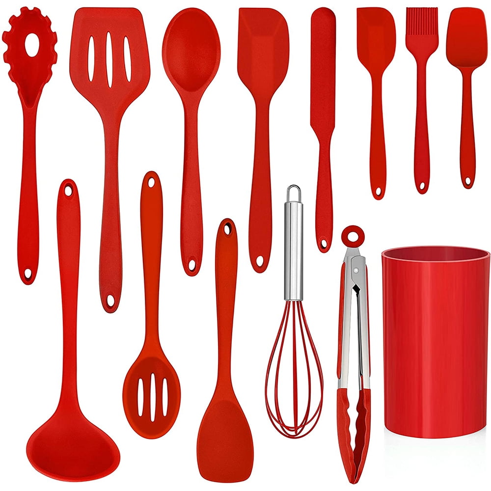 Heat-Resistant 14 Pcs Cooking Utensils Set with Holder, Heat Resistant Silicone Kitchen Cookware Utensils Set, Kitchen Cooking Tools... - Durable Turner & Ladle Utensil Set for Home Chefs - Default Title