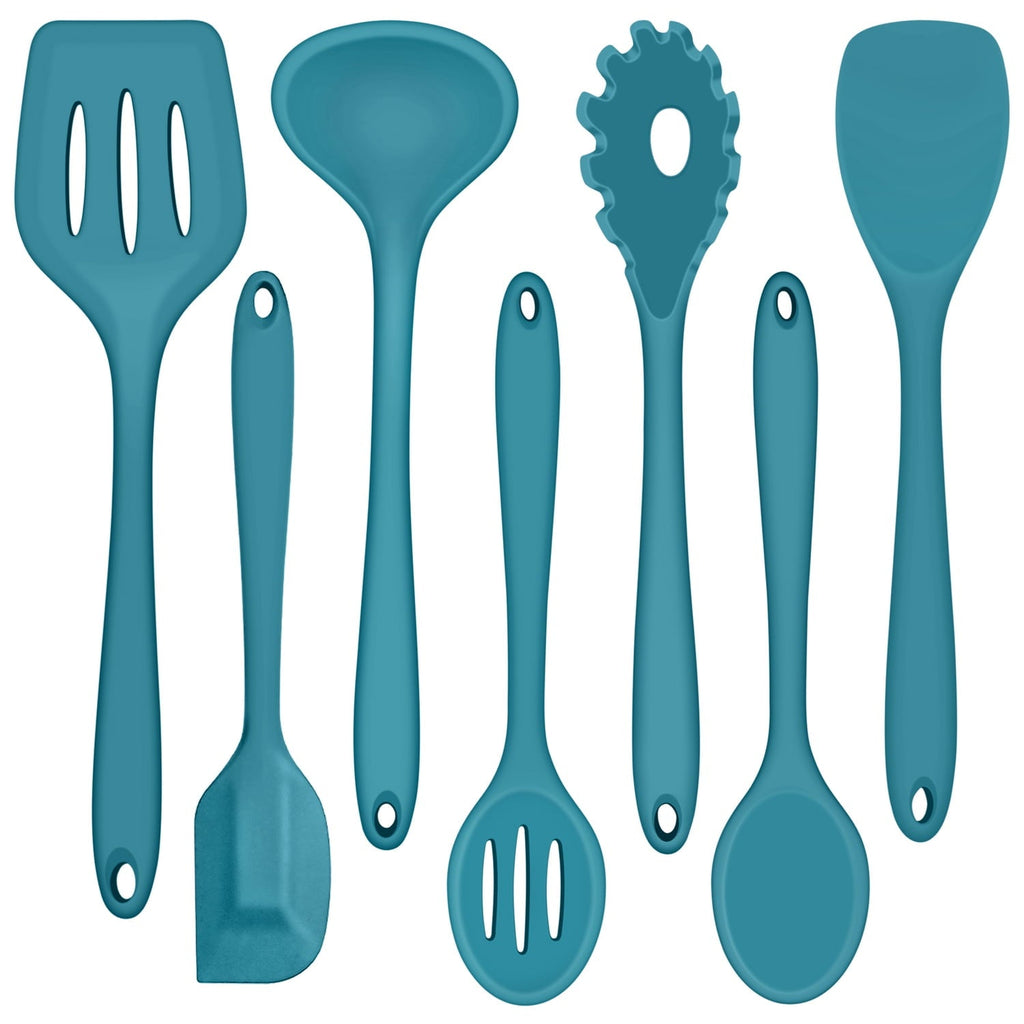 Heavy Duty 7-Piece Silicone Cooking Utensils Set, Blue Kitchen Utensils, Non-stick Gadgets Tools Include Slotted Turner, Soup La... - Professional Kitchen Tool for Culinary Enthusiasts - Default Title