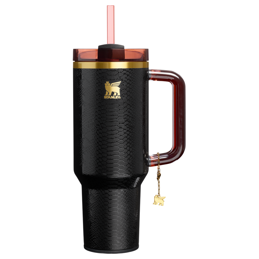 Insulated Travel The Quencher Luxe H2.0 Flowstate Tumbler D170A - 40oz Large Capacity Car-Cup Friendly Quencher - Black Snakeskin