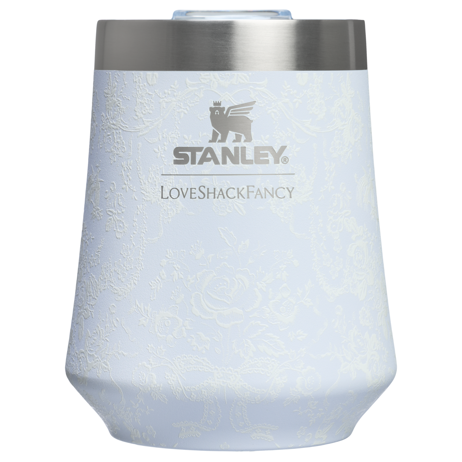 Premium Matte Stanley 1913 x LoveShackFancy Holiday Reserve Wine Tumbler D367F - Premium Insulated Egg-Shaped Wine Glass for Outdoors - Baby Bow Pink Peppermint