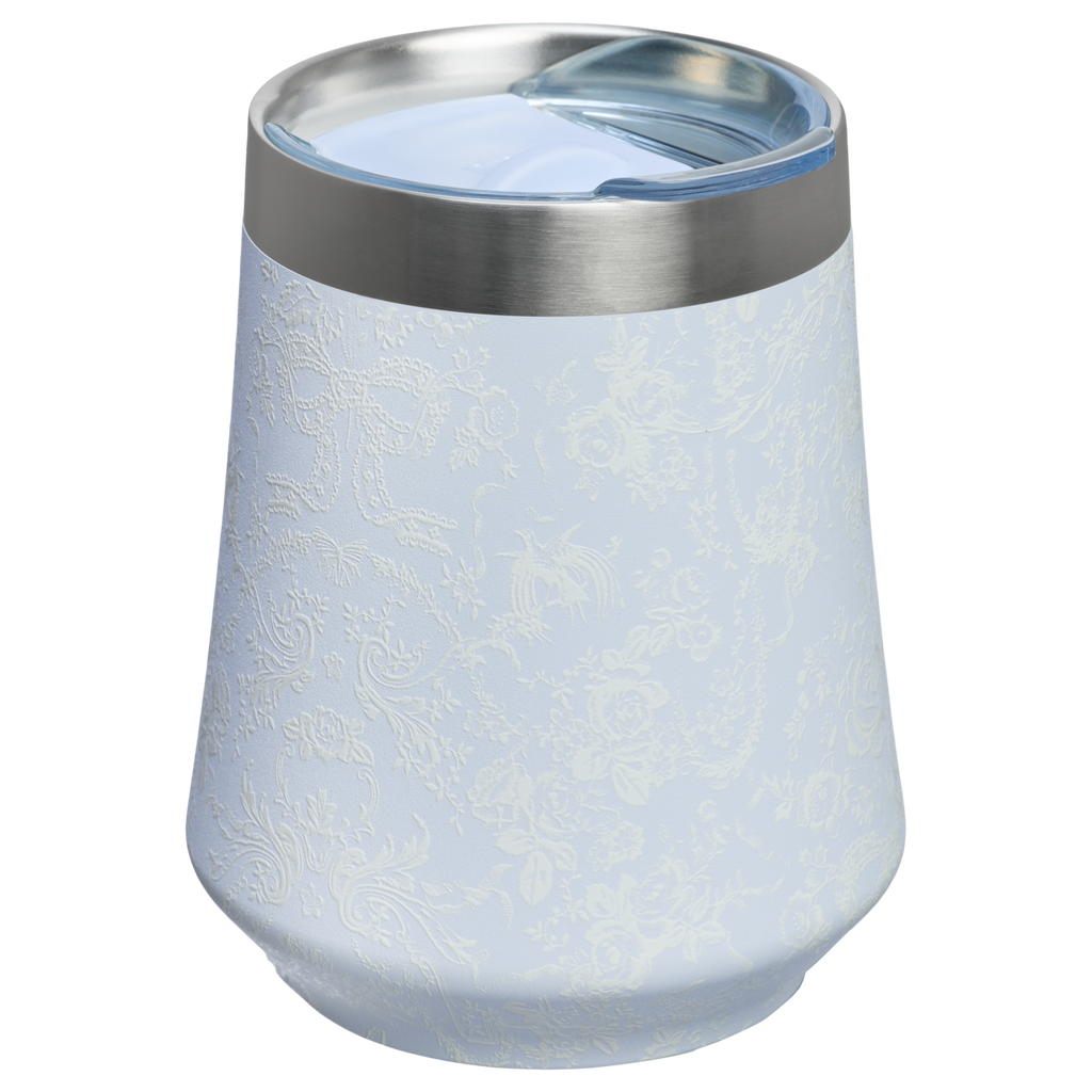 Elegant Stemless Stanley 1913 x LoveShackFancy Holiday Reserve Wine Tumbler D204X - Reserve Collection Stainless Steel Whiskey Cup Detail