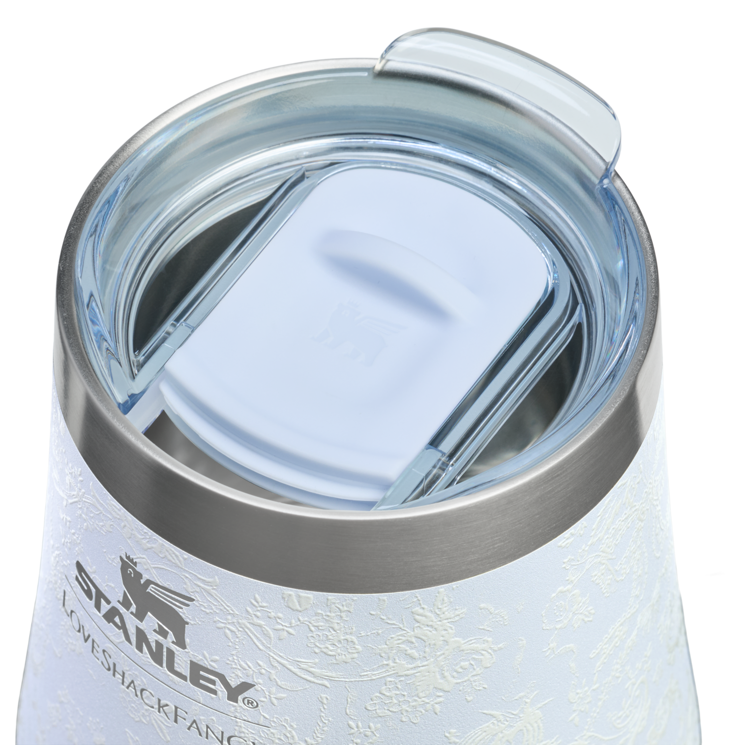 Elegant Stemless Stanley 1913 x LoveShackFancy Holiday Reserve Wine Tumbler D204X - Reserve Collection Stainless Steel Whiskey Cup Detail