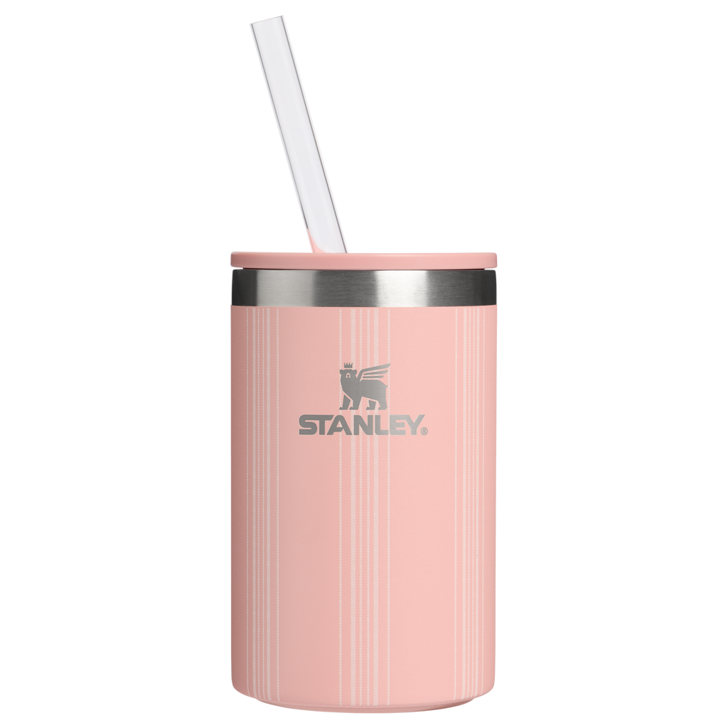 Portable Mini The Everyday Can Cooler Cup D353P - Compact All-Weather Soft-Sided Cooler Backpack - Peach Rose Picnic Stripe