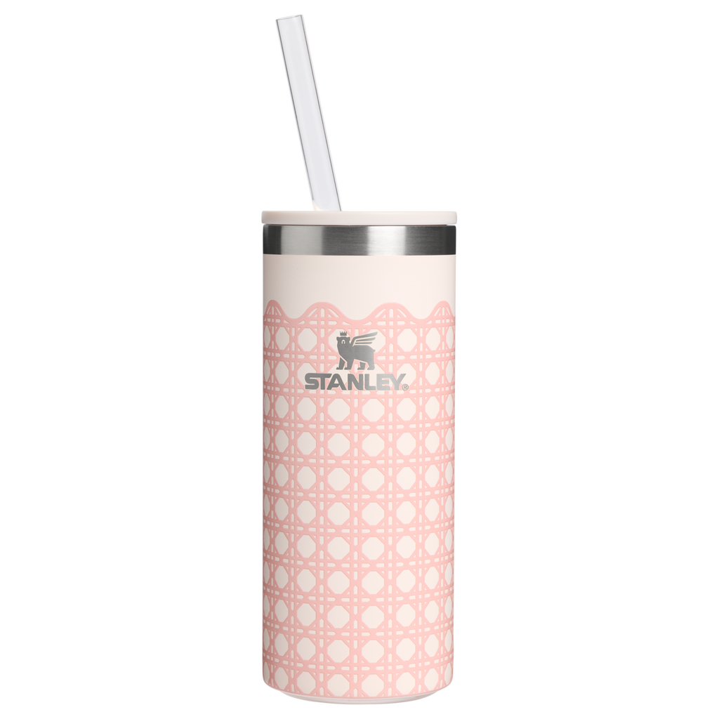 Premium All-Weather The Everyday Slim Can Cooler Cup D350R - Julienne Series Portable Picnic Chiller Tote - Rose Quartz Rattan