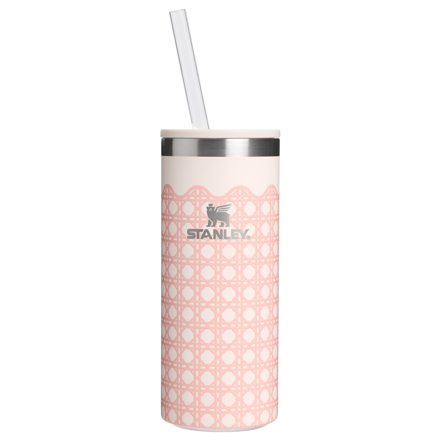 Premium All-Weather The Everyday Slim Can Cooler Cup D350R - Julienne Series Portable Picnic Chiller Tote - Rose Quartz Rattan