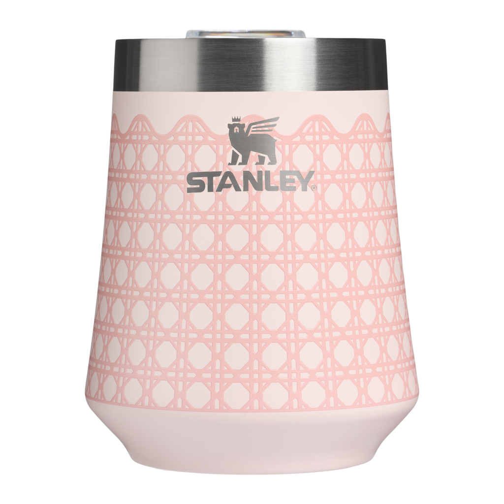 Shatterproof Luxury The Reserve Wine Tumbler D352C - Elegant Stemless Vacuum Insulated Wine Tumbler - Rose Quartz Rattan
