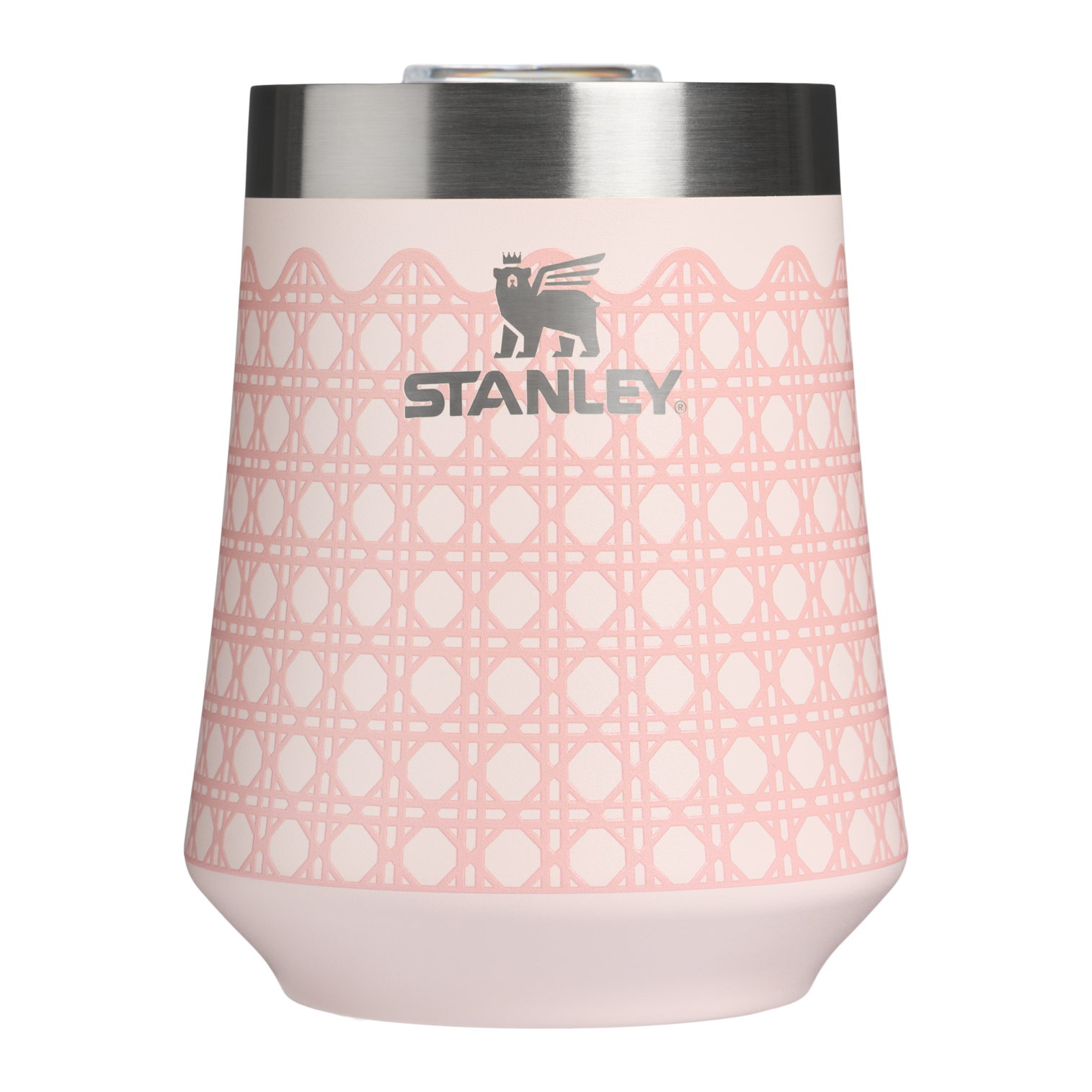 Shatterproof Luxury The Reserve Wine Tumbler D352C - Elegant Stemless Vacuum Insulated Wine Tumbler - Rose Quartz Rattan