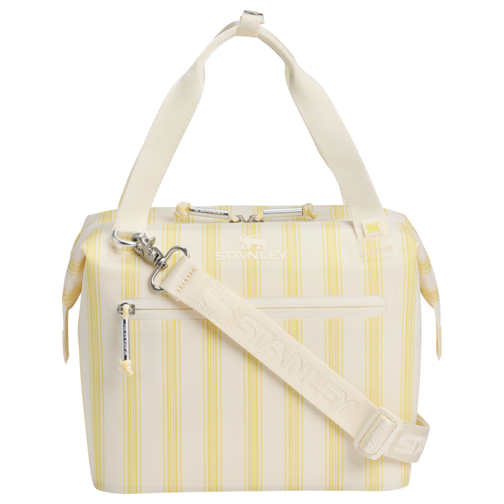 Heavy-Duty Tote The All Day Julienne Mini Cooler D349V - Leak-Proof Insulated Mini Cooler Bag for Lunch - Cream Picnic Stripe