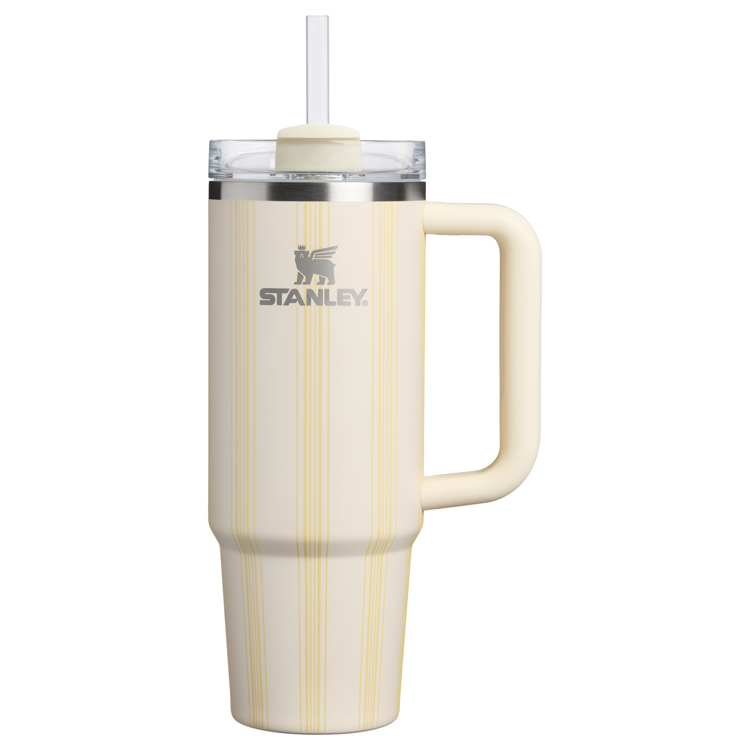 Insulated Travel The Quencher H2.0 Flowstate Tumbler D343V - Double-Wall Vacuum Insulated Travel Tumbler with Straw - Cream Picnic Stripe