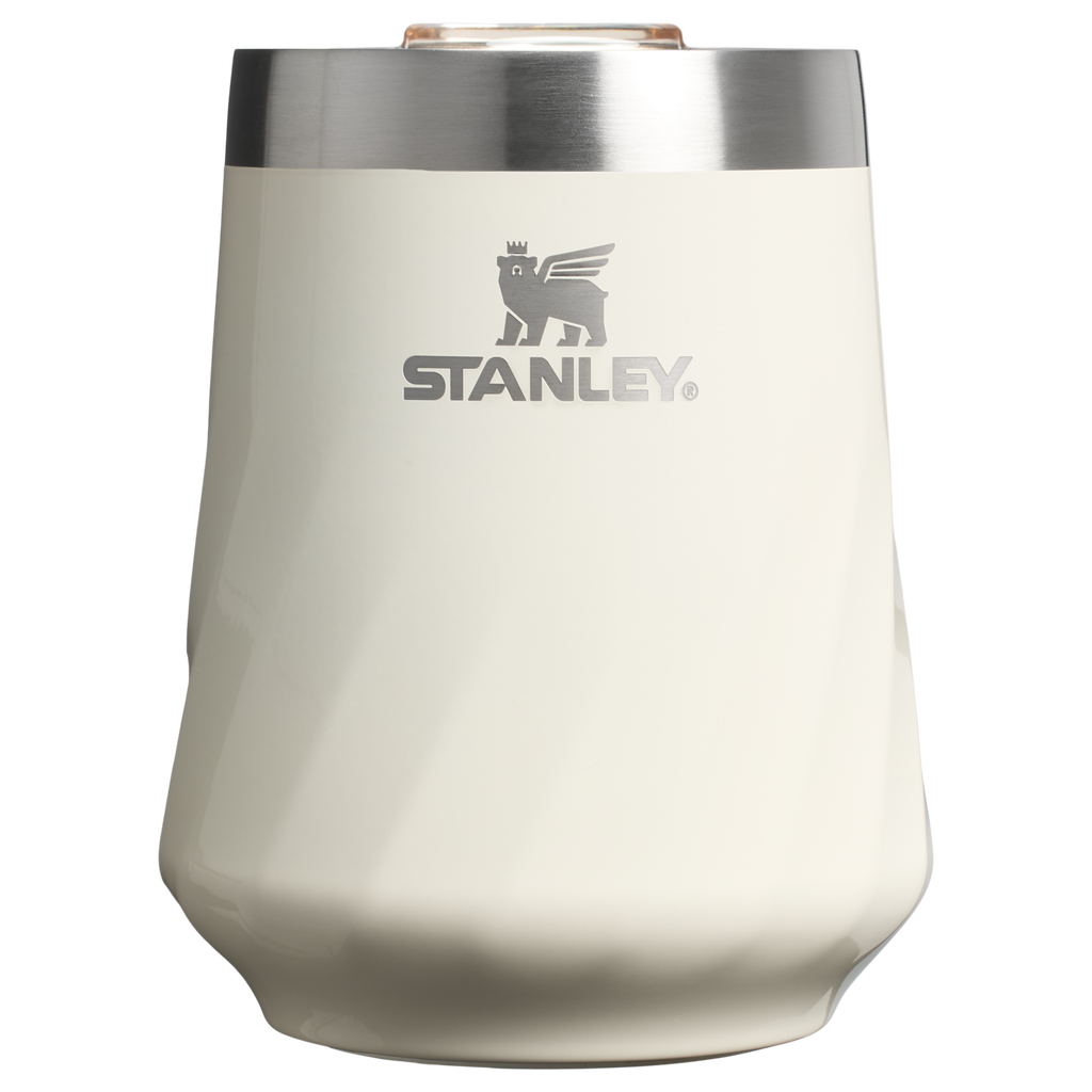 Vacuum Insulated Wine The Textured Reserve Wine Tumbler D141Z - Shatterproof Flavor-Preserving Cocktail Tumbler with Lid - Cream Gloss