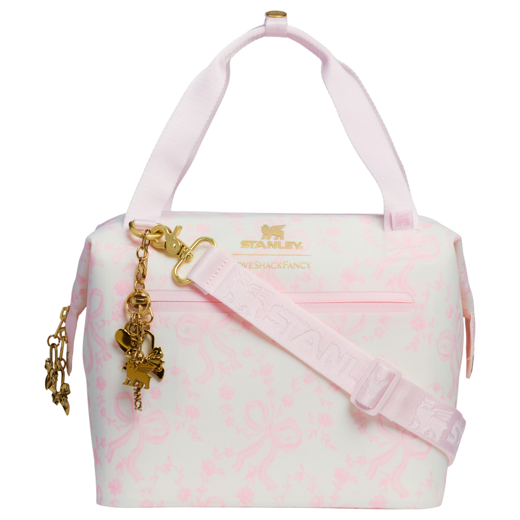 Premium All-Weather Stanley 1913 x LoveShackFancy Holiday All Day Julienne Mini Cooler D194V - Heavy-Duty Ice-Retention Food & Beverage Carrier - Coquette Bow Winter Ice