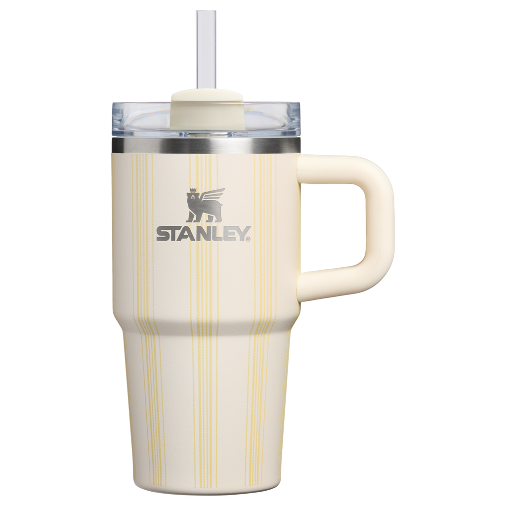 Large Capacity The Quencher H2.0 Flowstate Tumbler D344H - Double-Wall Vacuum Insulated Travel Tumbler with Straw - Cream Picnic Stripe