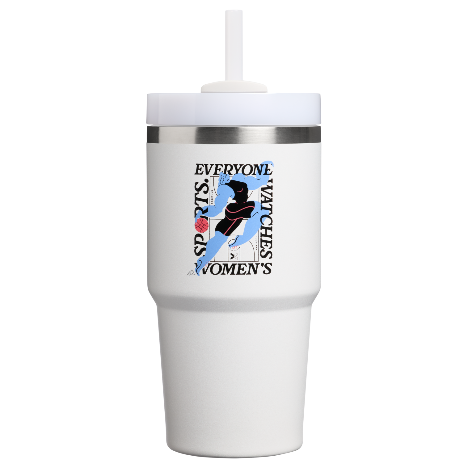 Insulated Travel The Quencher H2.0 Flowstate Tumbler D341T - Double-Wall Vacuum Insulated Travel Tumbler with Straw - Tournament White
