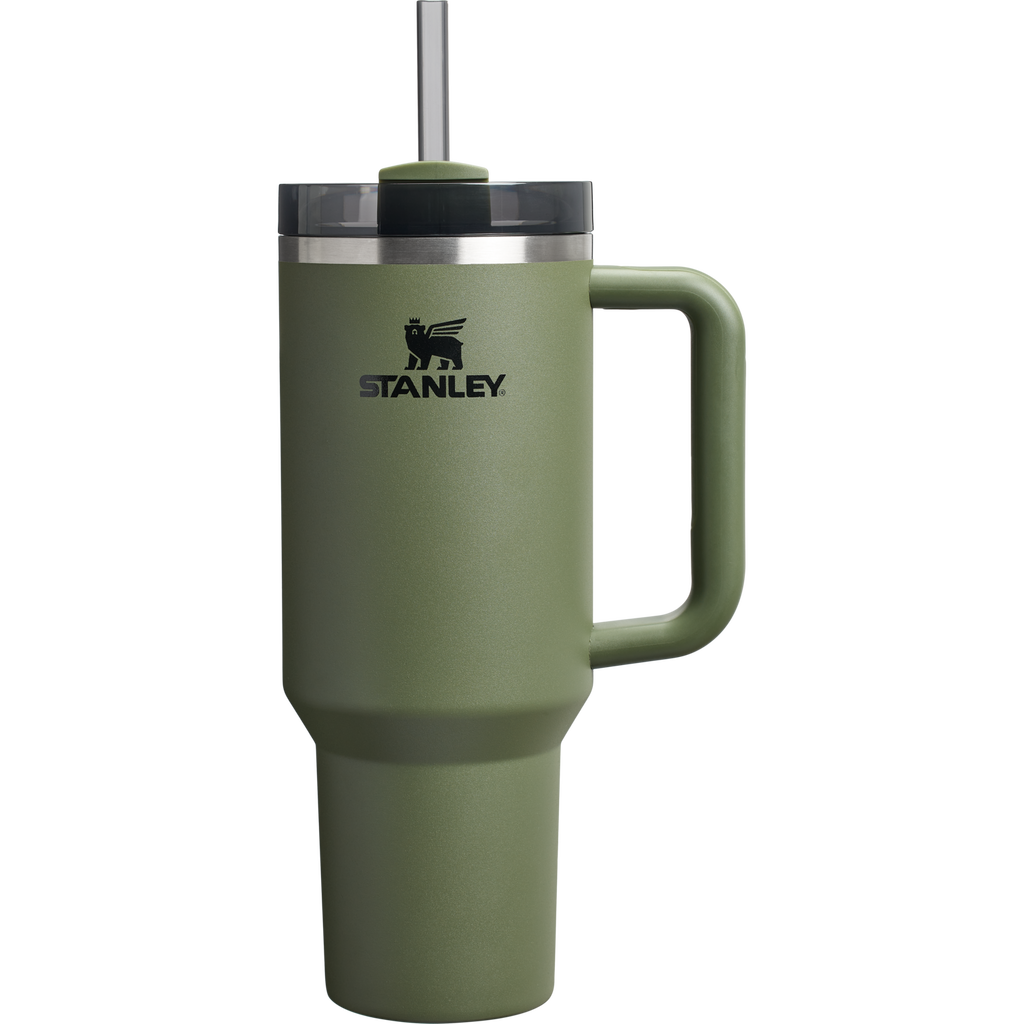 Insulated Travel The Quencher H2.0 Flowstate Tumbler  | Stanley Create D332L - Premium Stainless Steel Straw Cup for All-Day Hydration - Dried Pine