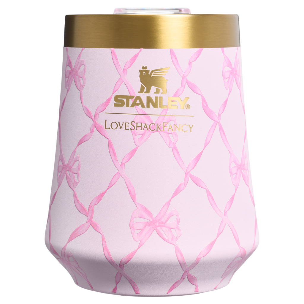 Elegant Stemless Stanley 1913 x LoveShackFancy Holiday Reserve Wine Tumbler D204X - Reserve Collection Stainless Steel Whiskey Cup Detail