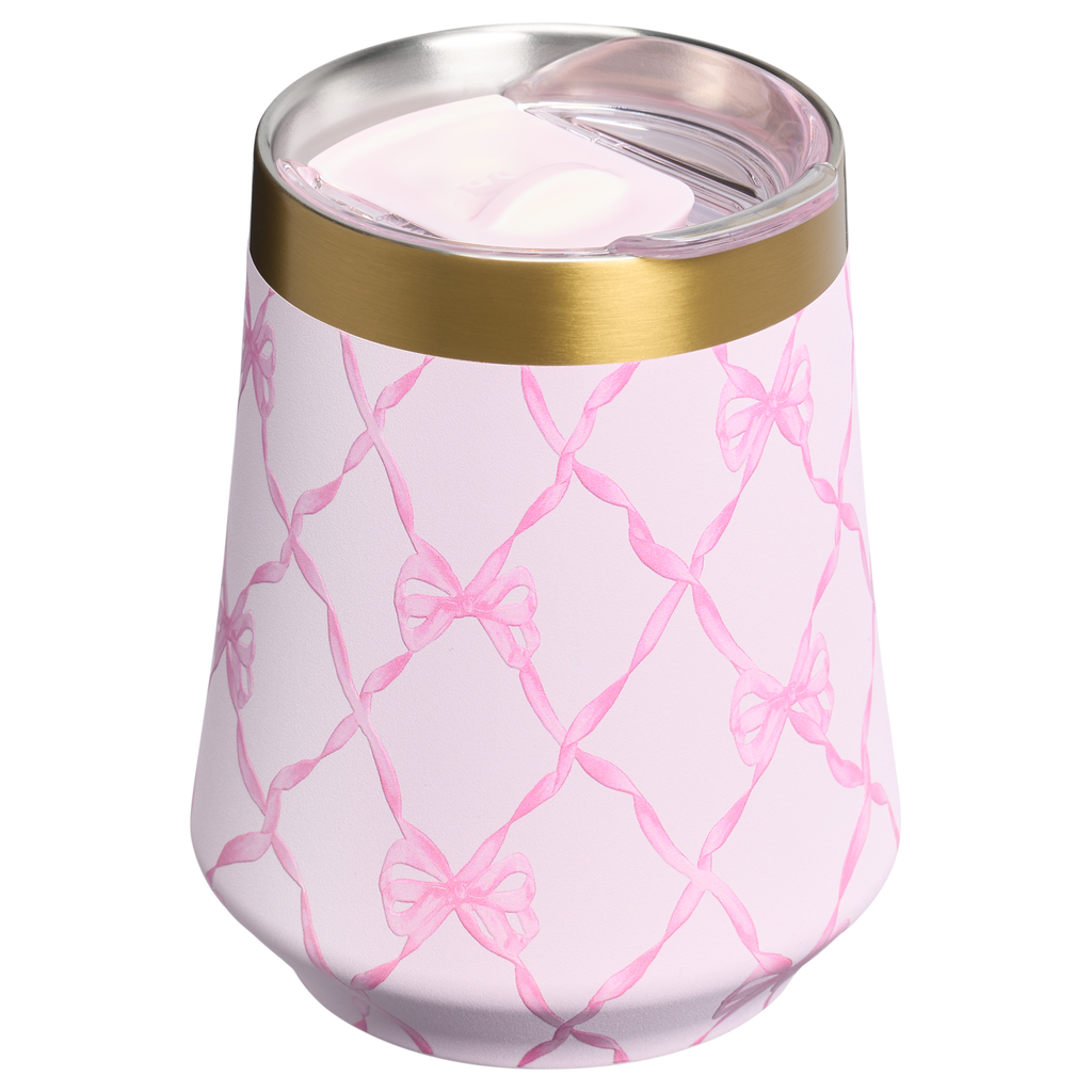 Elegant Stemless Stanley 1913 x LoveShackFancy Holiday Reserve Wine Tumbler D204X - Reserve Collection Stainless Steel Whiskey Cup Detail