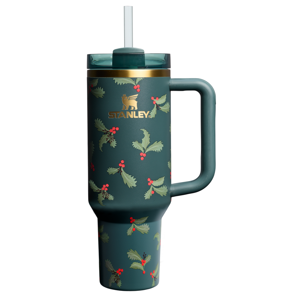 Large Capacity The Cheers & Cheer Quencher H2.0 Flowstate Tumbler D188Q - Premium Stainless Steel Straw Cup for All-Day Hydration - Holiday Botanical