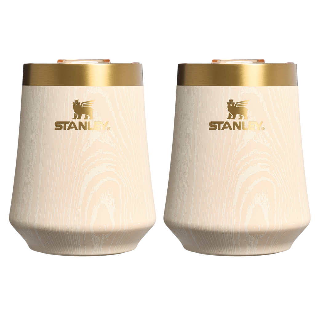 Vacuum Insulated Wine The Cheers & Cheer Reserve Wine Tumbler | 2-pack D190T - Reserve Collection Stainless Steel Whiskey Cup - Birch Woodgrain