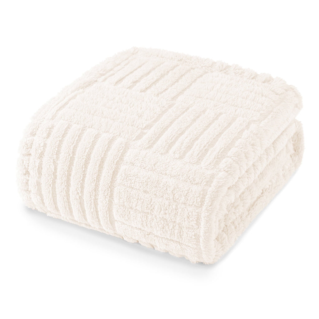 Decorative Knitted Fluffy Fleece Throw Blanket 50"x60" for Couch, Bed, Sofa, Fuzzy Soft Cozy Throw with Decorative Jacquard Pattern for ... - Cozy Fleece Throw Blanket for Couch & Bed - Default Title