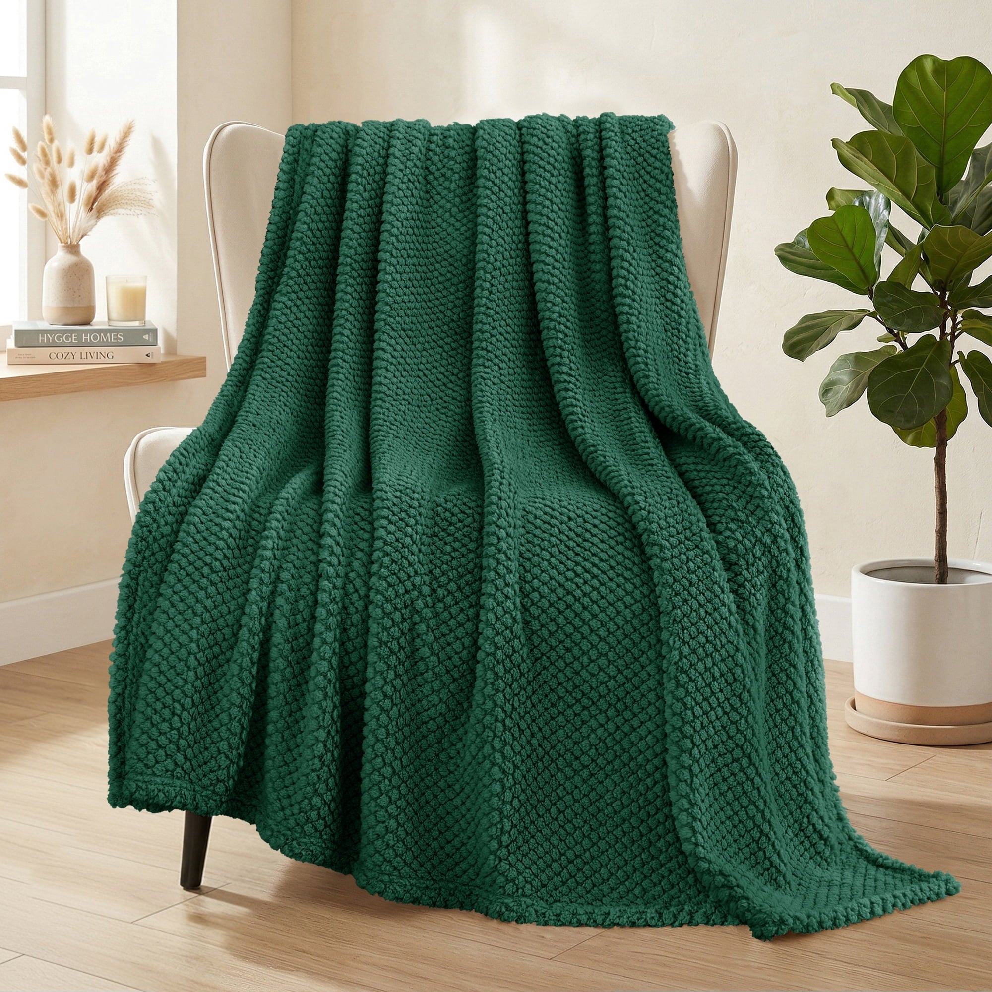 Reversible Sherpa Fuzzy Fleece 50"x70" Throw Blanket for Couch, Fluffy Warm Soft Jacquard Blankets for Fall Winter, Lightweight and Coz... - Super Soft Reversible Sherpa Flannel Blanket - Default Title