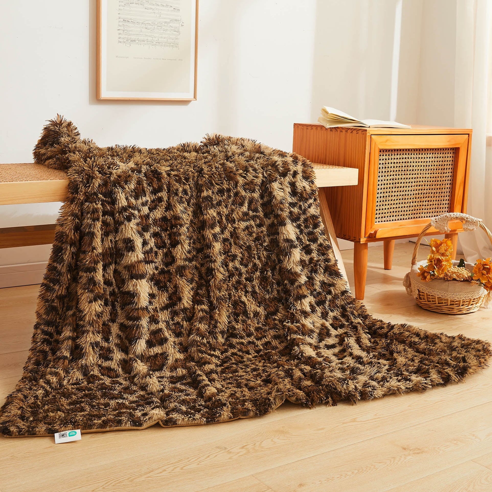 Super Soft Flannel Luxury Faux Fur Leopard Print Throw, Soft 50x60 Cheetah Print Fluffy Blanket, Shaggy Plush Decorative Couch Throw, Cu... - Cozy Fleece Throw Blanket for Couch & Bed - Default Title