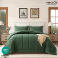 Luxurious Quilted 3-Piece Twin Size Comforter Set, Green Down Alternative Reversible Bedding Set, All-Season Quilted Soft Comforter wit... - Luxurious Quilted Duvet Cover Set - Default Title