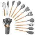 Heavy Duty Silicone Wooden Heat Resistant Kitchen Utensil Set, 12 pcs - Heavy Duty Stainless Steel Kitchen Shears - Default Title
