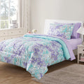 Hypoallergenic Cloud 5-Piece Purple Metallic Foil Cheetah Bedding Set for Kids with Storage Bag, Twin - Luxurious Quilted Duvet Cover Set - Default Title