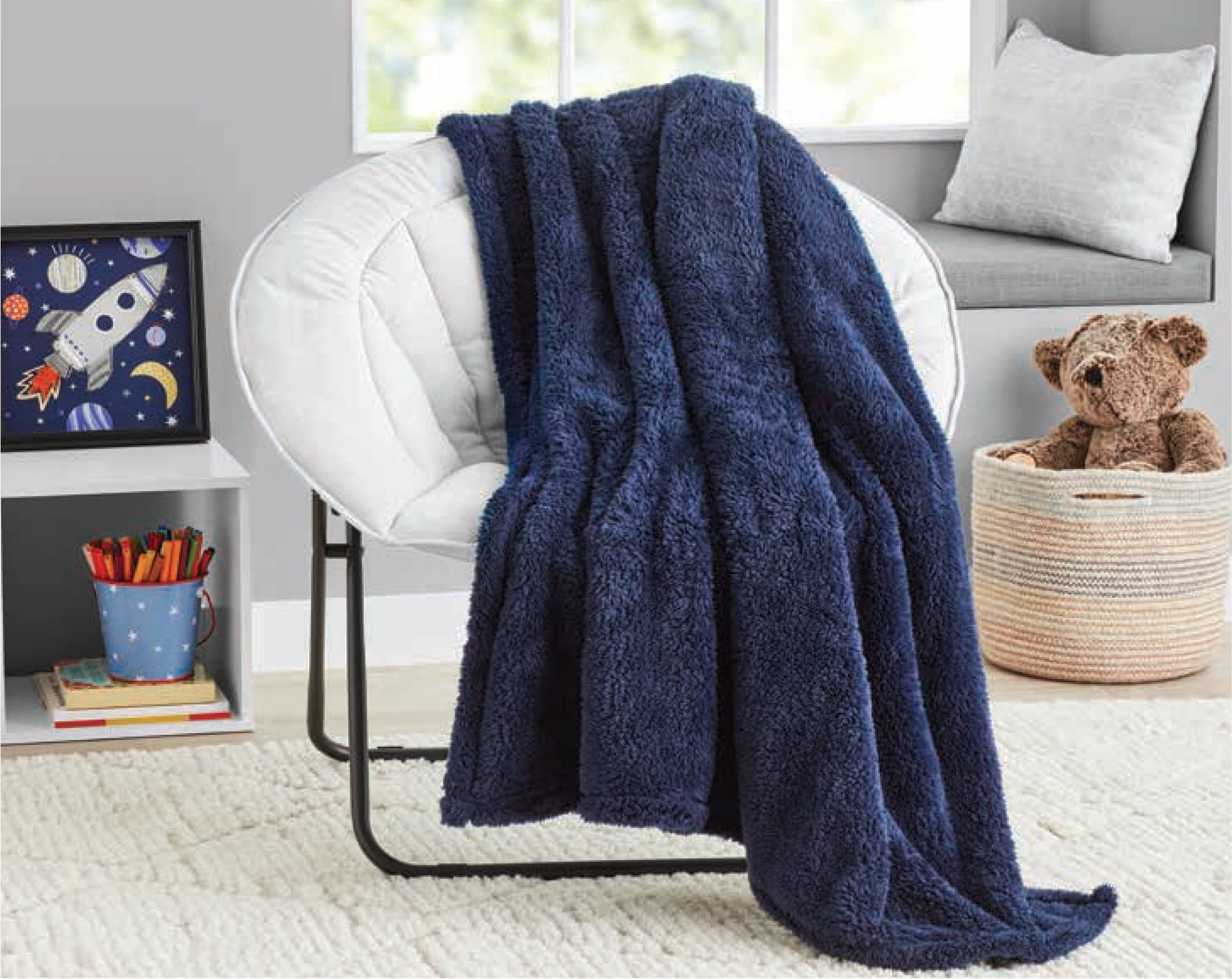 Lightweight Warm Soft, Navy Blue, Oversized, Fuzzy, Throw Blanket for Kids, 72 x 50 inches - Lightweight Plush Warm Blanket for All Seasons - Default Title