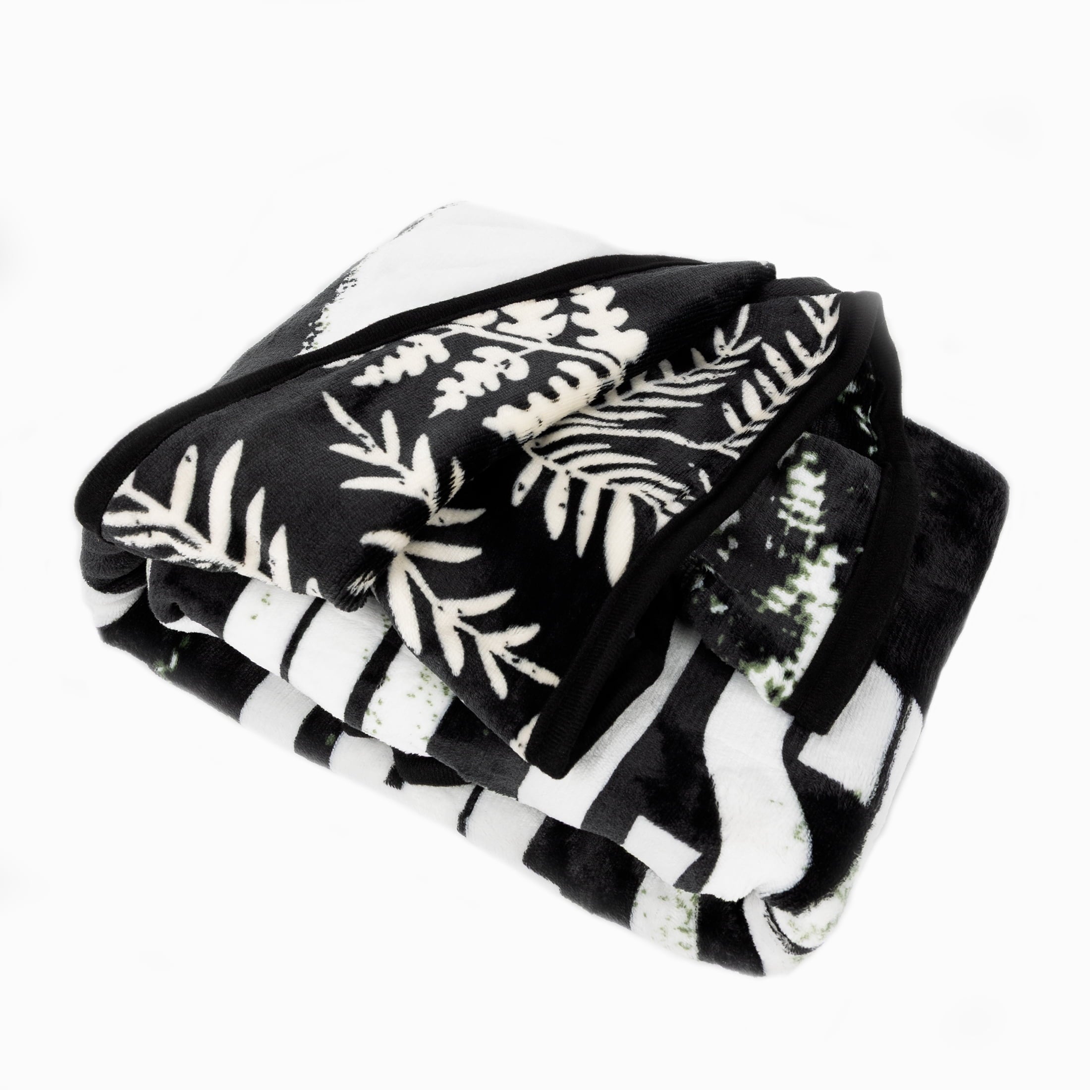 Reversible Sherpa Black and White Polyester Throw Blanket, 50" X 60" - Cozy Fleece Throw Blanket for Couch & Bed Detail