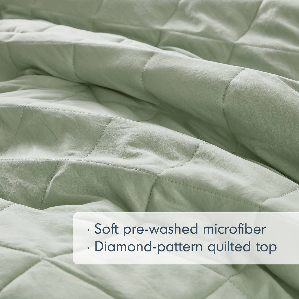 Hypoallergenic Cloud Full/Queen Comforter Set Sage, 3 Pieces Quilted Ruffle Comforters Full/Queen Size, Solid Bedding Comforters Sets, Gif... - Cloud-Like Soft Lightweight Bed Comforter Detail