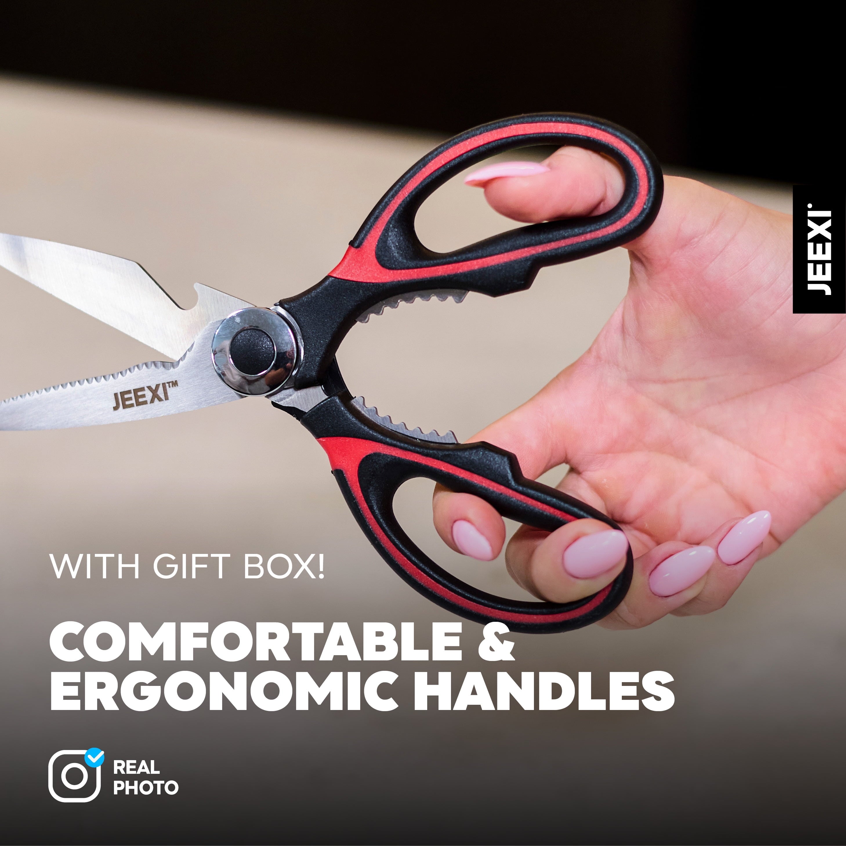 Ergonomic Manual 3 Pack Kitchen Scissors, Ultra-Sharp Premium Stainless Steel Heavy Duty Kitchen Shears & Multi Purpose Poultry Shears... - Multi-Functional Manual Food Chopper & Slicer Detail