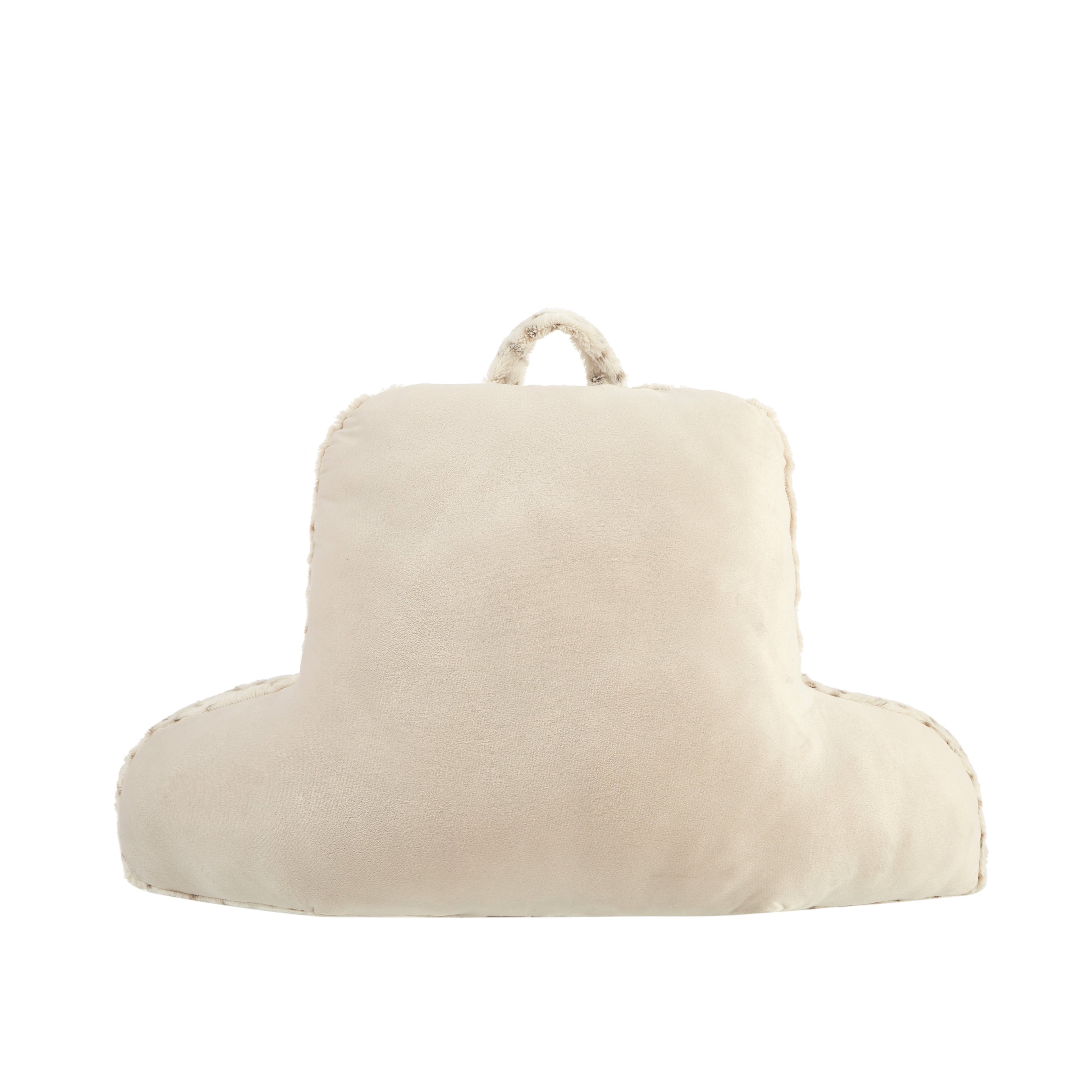 Fluffy Shredded Faux Fur Backrest Pillow for Adults, 23"x 30" Snow Leopard - Ergonomic Memory Foam Pillow for Neck Pain Support Detail