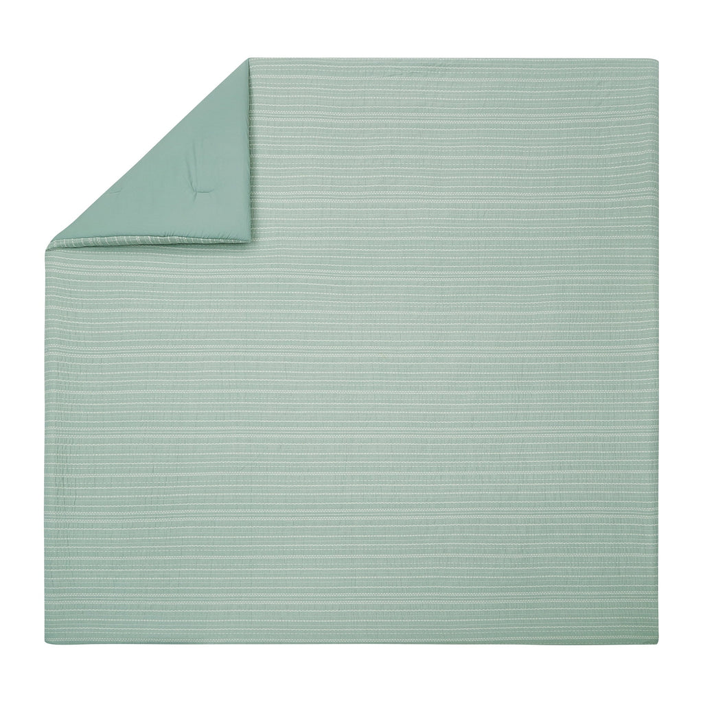 All-Season Crafted Woven 3-Piece Comforter Set, Green River, Full Queen, All Ages - Cloud-Like Soft Lightweight Bed Comforter Detail