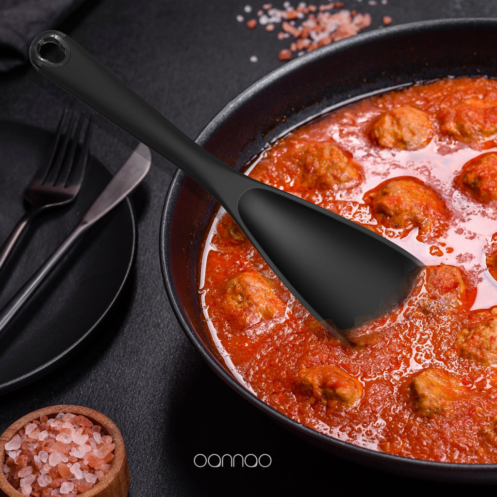 Non-Stick Safe Silicone Kitchen Utensils Set, 600°F Heat Resistant Silicone Cooking Utensils, Spatula, Spoon, Whisk, Tongs, Kitchen ... - Heat-Resistant Silicone Cooking Spatula Turner Detail