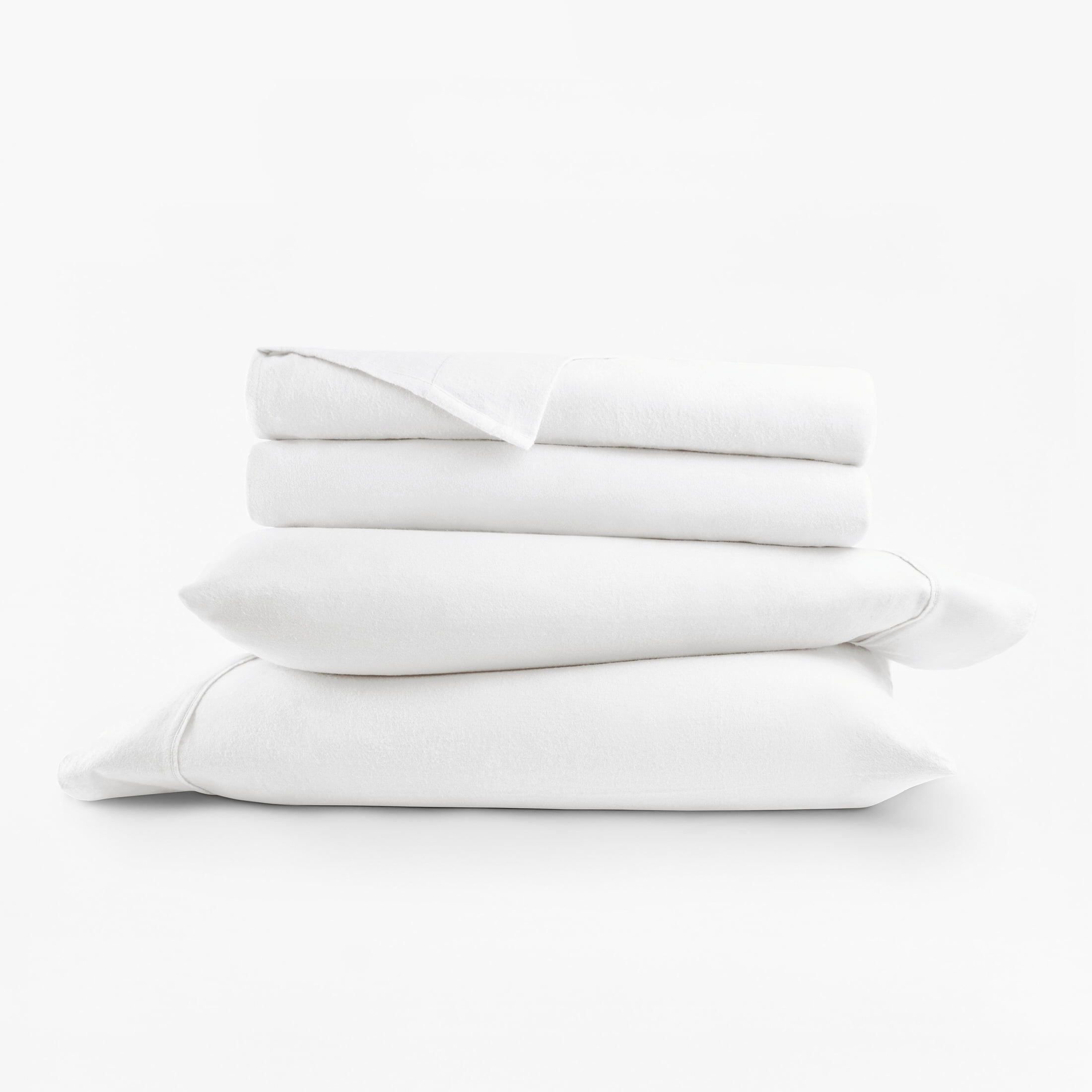 Cooling Sateen 100% Cotton Flannel Bed Sheets Set for Full Size Bedding in White - Premium Ultra-Soft Pillowcase Pair for Sleeping Detail