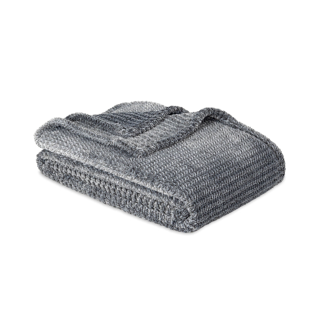 Decorative Knitted Plush Textured Heathered Soft Oversized Throw Blanket, Gray - Lightweight Plush Warm Blanket for All Seasons Detail