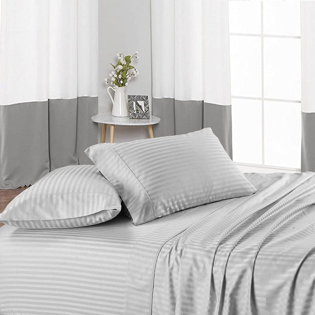 Wrinkle-Resistant 4 Piece 100% Egyptian Cotton Bed Sheets Set - Luxury Soft & Sheets - Deep Pocket of 16" Inch - Hotel Style Silky Bedd... - Breathable Egyptian Cotton Flat & Fitted Sheets Detail
