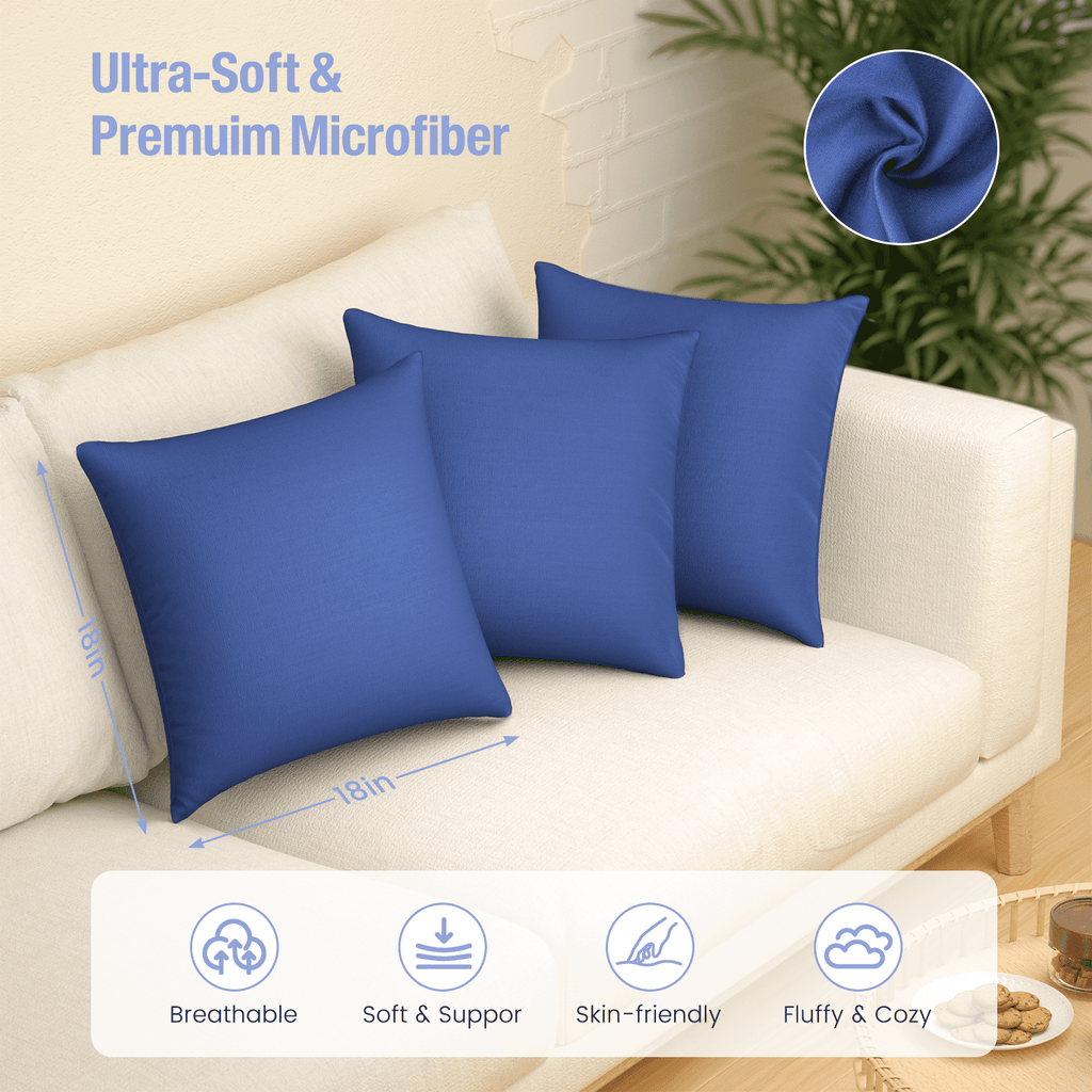Orthopedic Support Throw Pillow Inserts Set of 2, Indoor Decorative 18x18 inches Square Pillows for Couch, Sofa, Bed, Supportive Cushion... - Decorative Throw Pillow Cushion for Sofa & Bed Detail