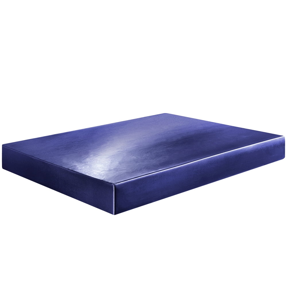 Ultra-Soft Fitted Sheet Deep Pocket Bed Sheet Satin Silk Sheets Ultra Soft Machine Washable Twin, Navy Blue - Cooling Hotel Quality Bedding Sheets and Pillowcases Detail