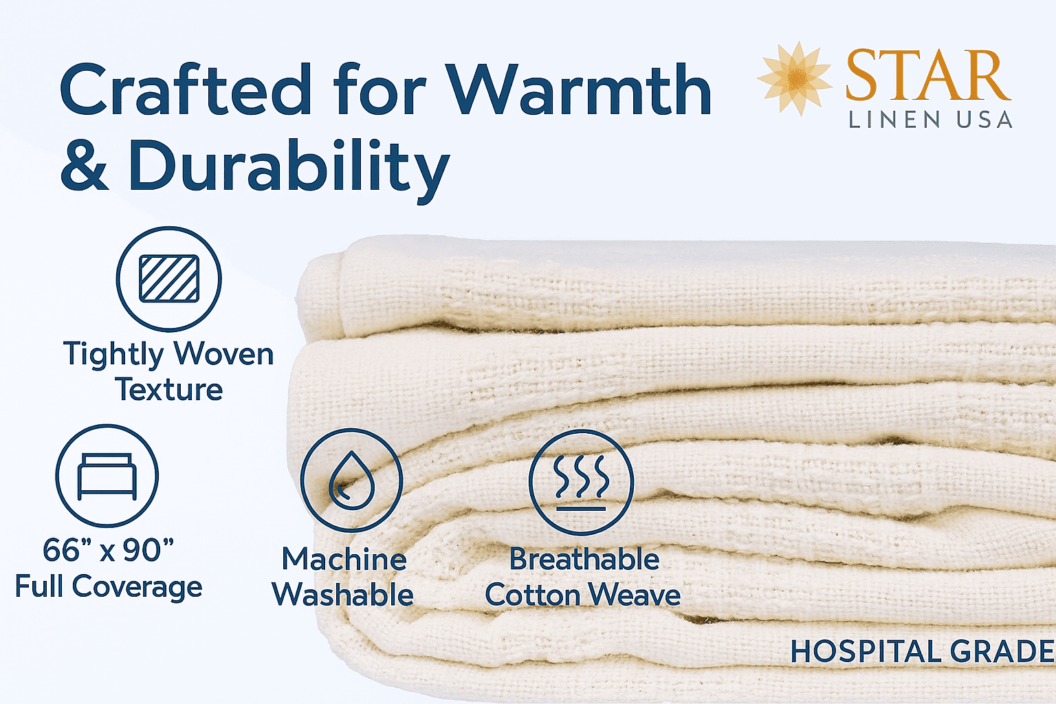 Decorative Knitted Hospital Thermal Blanket Throw Snag Free | 100% Cotton | Twin 66"x90" | White (1) - Cozy Fleece Throw Blanket for Couch & Bed Detail