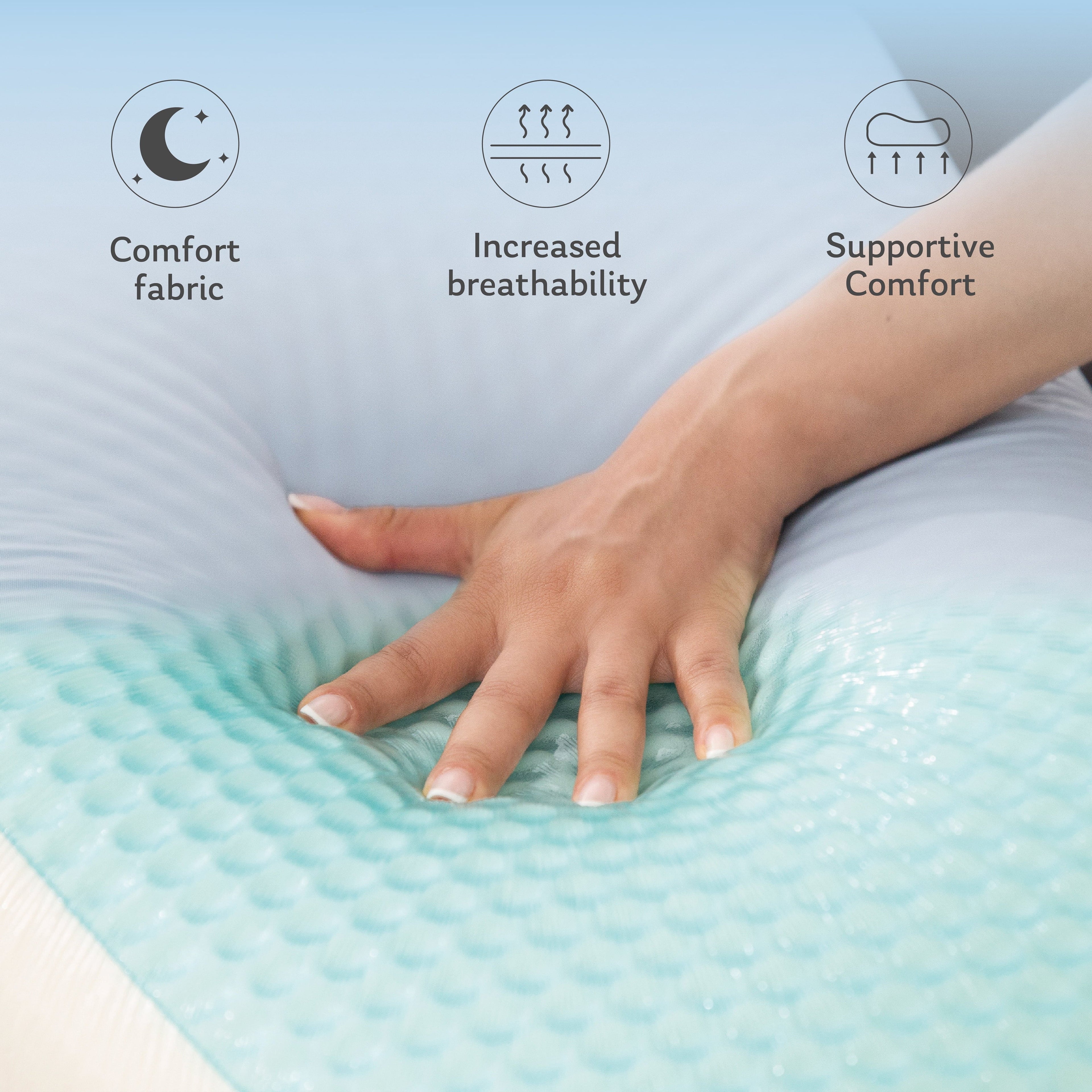 Orthopedic Support Memory Foam Pillow, Cooling Gel Bed Pillow, Queen, Blue - Ergonomic Memory Foam Pillow for Neck Pain Support Detail