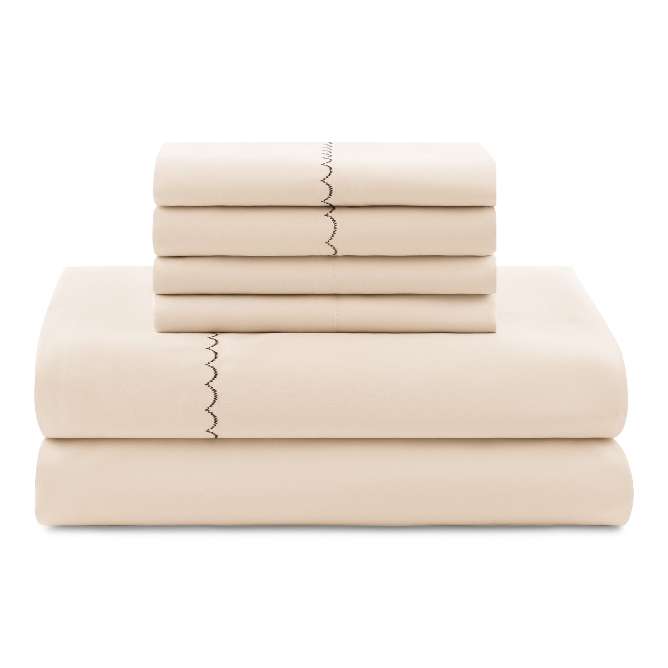 All-Season Soft Touch Bed in a Bag 11-Piece Reversible Tan & Black Striped Comforter Set with Sheets, Queen - Cloud-Like Soft Lightweight Bed Comforter Detail