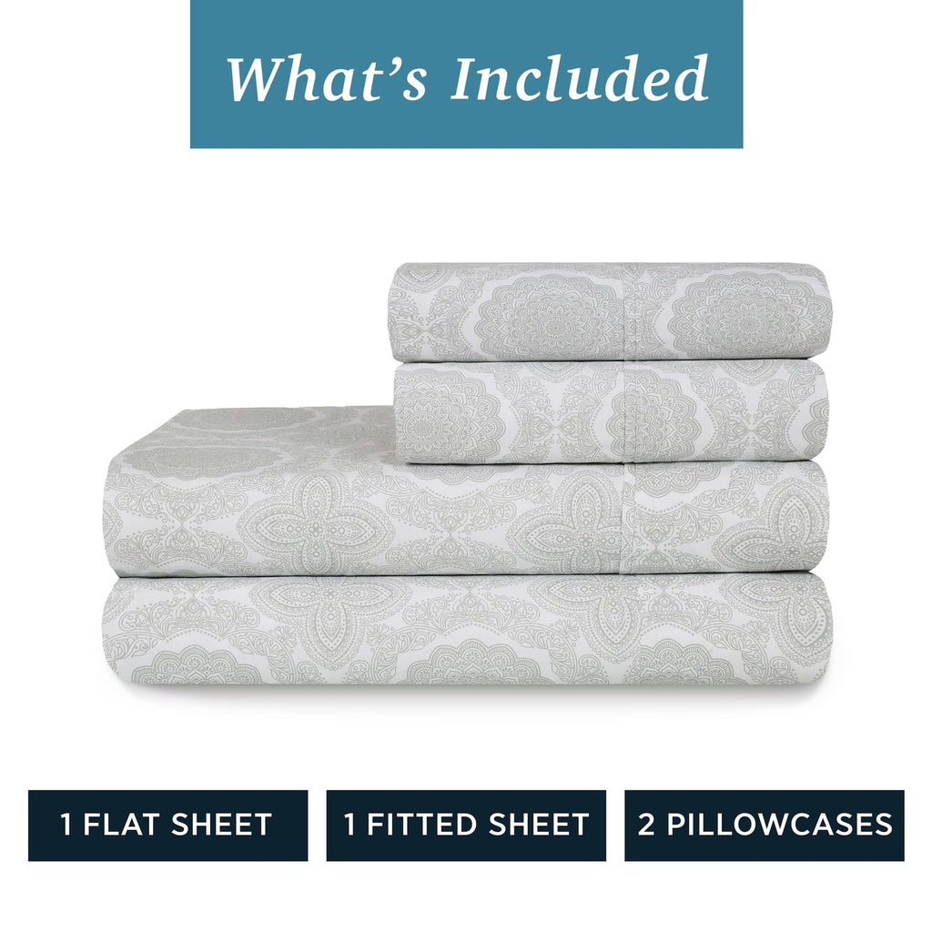 Premium Egyptian Cotton 100% Cotton Queen Sheets Set, 4 Piece Bed Sheets Set with HeiQ Fresh, Percale Weave, Hotel Luxury, Ultra Soft Sheets ... - Premium Ultra-Soft Pillowcase Pair for Sleeping Detail